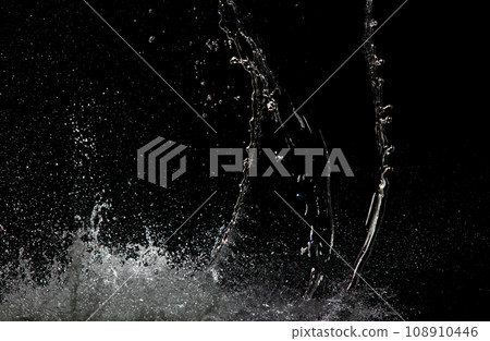 Blur Defocus Image of Water hit wall ground, explode into drop droplet. Amount Water attack impact and fluttering in air explosion. Stop motion freeze shot. Splash Water for texture elements Blur Defocus Image of Water hit wall ground, explode into drop droplet. Amount Water attack impact and fluttering in air explosion. Stop motion freeze shot. Splash Water for texture elements 108910446