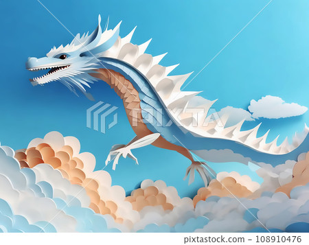 Abstract dragon and clouds swirling in the sky [AI generated image] 108910476