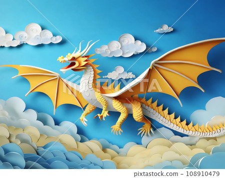 Abstract dragon and clouds swirling in the sky [AI generated image] 108910479