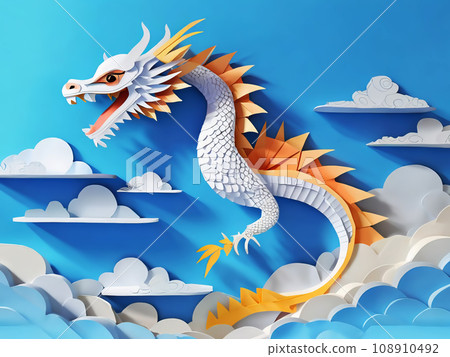 Abstract dragon and clouds swirling in the sky [AI generated image] 108910492