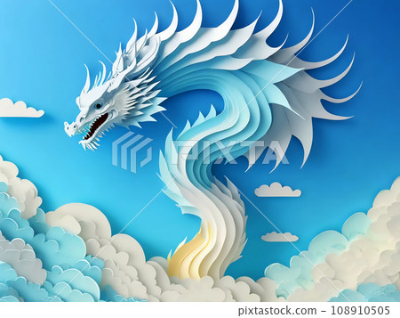 Abstract dragon and clouds swirling in the sky [AI generated image] 108910505