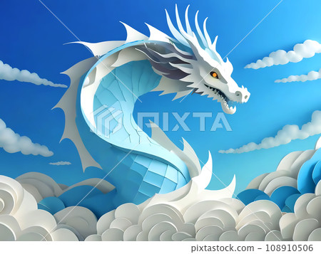 Abstract dragon and clouds swirling in the sky [AI generated image] 108910506