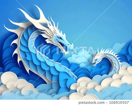 Abstract dragon and clouds swirling in the sky [AI generated image] 108910507