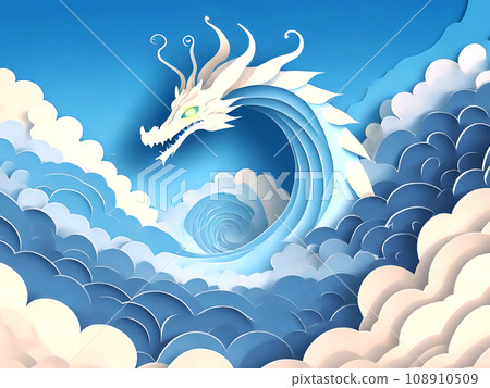 Abstract dragon and clouds swirling in the sky [AI generated image] 108910509