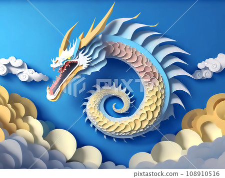 抽象的龍和雲在天空中旋轉[AI生成的圖像] 108910516