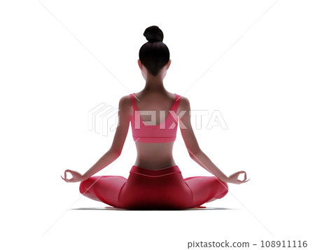 一名年輕亞洲女性坐禪冥想的插圖 [AI 生成圖像] 108911116