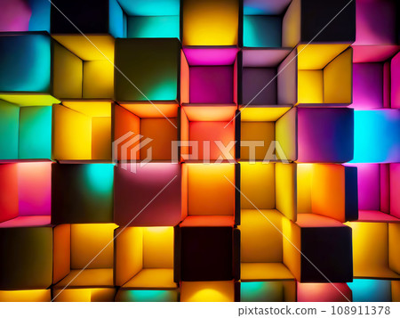 Abstract background with colorful cubes [AI generated image] 108911378
