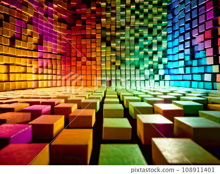 Abstract background with colorful cubes [AI generated image] 108911401