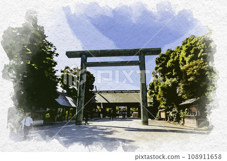 Watercolor style Tokyo Kudan Yasukuni Shrine Torii Chiyoda-ku, Tokyo Watercolor style Tokyo Kudan Yasukuni Shrine Torii Chiyoda-ku, Tokyo 108911658