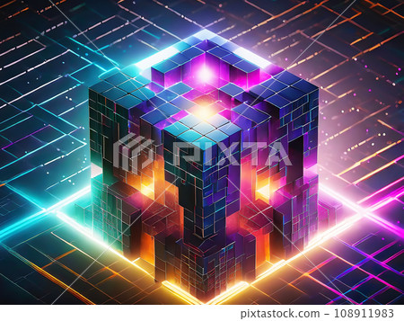 Abstract background with colorful cubes [AI generated image] 108911983