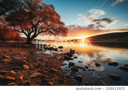 Trees lakes reflections in the water. Generative AI Trees lakes reflections in the water. Generative AI 108913025