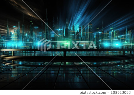 Financial news video background abstract, simple restrained light blues. Generative AI 108913093