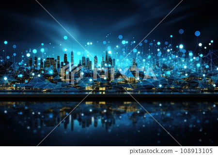 Financial news video background abstract, simple restrained light blues. Generative AI 108913105