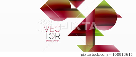 Vibrant color triangles and circles on white background intertwine to create captivating and harmoniously balanced composition for digital designs, presentations, website banners, social media posts Vibrant color triangles and circles on white background intertwine to create captivating and harmoniously balanced composition for digital designs, presentations, website banners, social media posts 108913615