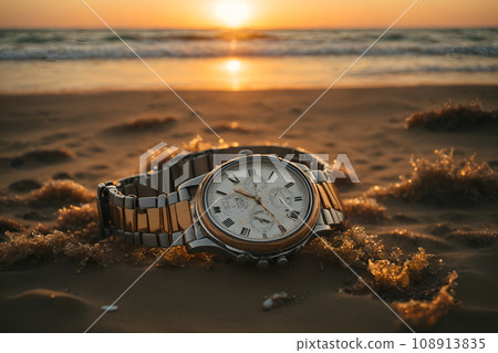 海灘上破損的時鐘 AI 產生影像 108913835