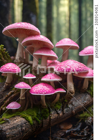 the pink mushroom specifically rhodotus palmatus decaying 108914061