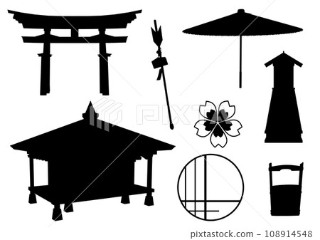 Japanese illustration set silhouette Japanese illustration set silhouette 108914548