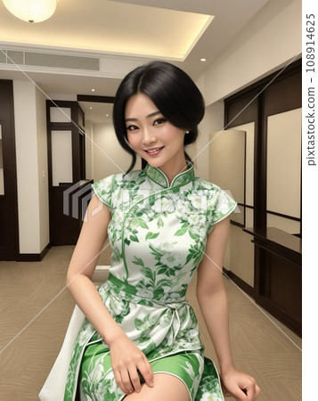 A woman in a Chinese dress A woman in a Chinese dress 108914625