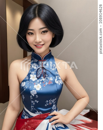 A woman in a Chinese dress A woman in a Chinese dress 108914626