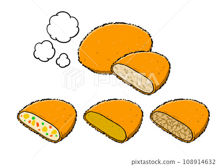 Hand-drawn style illustration of croquettes 108914632