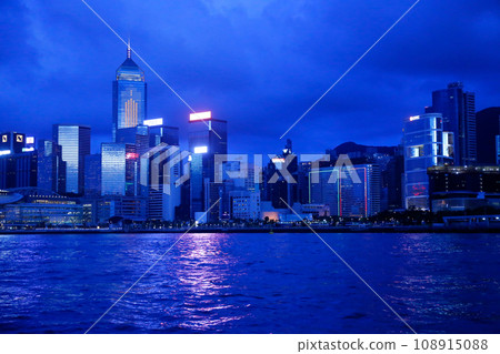 Symphony of Lights. Night view of Victoria Bay overlooking Hong Kong Island from Kowloon Peninsula Symphony of Lights. Night view of Victoria Bay overlooking Hong Kong Island from Kowloon Peninsula 108915088