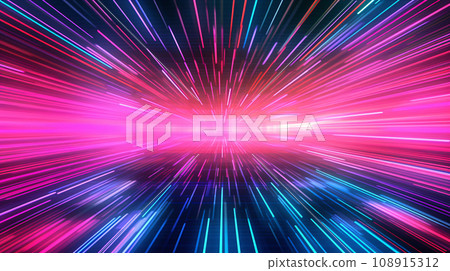 Blue and red neon glow laser beam light lines moving fast, digital, high speed internet, cyberpunk, techonogy backdrop. futuristic abstract background. Generative AI Blue and red neon glow laser beam light lines moving fast, digital, high speed internet, cyberpunk, techonogy backdrop. futuristic abstract background. Generative AI 108915312