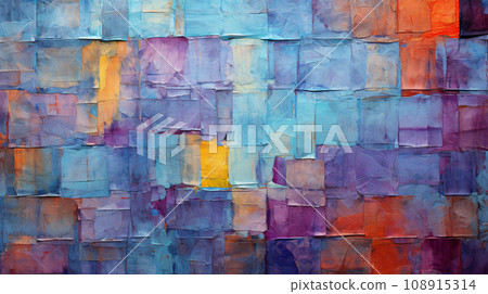 Colorful paint beautiful palette knife texture art square pattern, creativity concept artistic abstract background. Generative AI 108915314