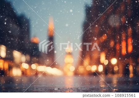 Snowy town AI generated image AI image 108915561