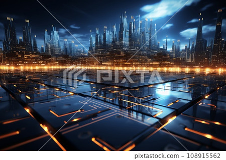 Buildings in digital space AI generated image AI image 108915562