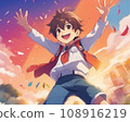 Illustration of a happy boy (AI illustration) 108916219