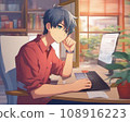 Remote work Illustration of working on a computer (AI illustration) 108916223