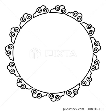 Chinese style circular frame cloud vector 108916419
