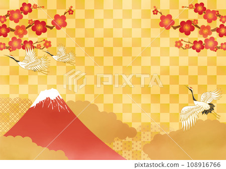 Gold Mt. Fuji Japanese pattern background template Gold Mt. Fuji Japanese pattern background template 108916766