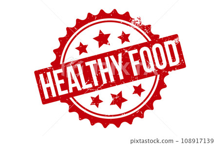 Healthy Food Rubber Stamp. Red Healthy Food Rubber Grunge Stamp Seal Vector Illustration  108917139