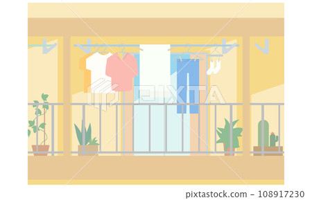 陽台上洗衣的插圖 108917230