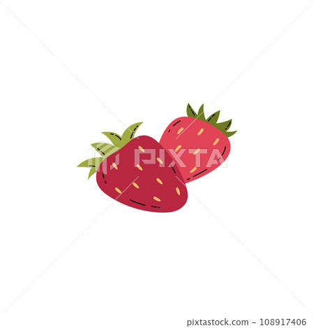 Strawberry, vector illustration, isolated on white, flat cartoon style Strawberry, vector illustration, isolated on white, flat cartoon style 108917406