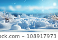 winter snowy icy background with blue sky 108917973