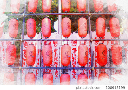 [Watercolor painting] Toyokawa Inari Shrine Myogonji Temple in Toyokawa City, Aichi Prefecture 108918199