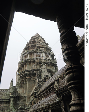 Cambodia Angkor Wat Central Shrine Early morning, cloudy, rainy day 108918767