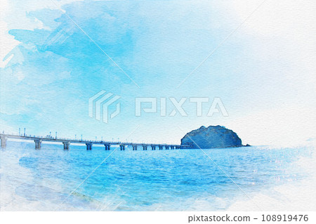 [Watercolor] Takeshima in Gamagori City, Aichi Prefecture 108919476