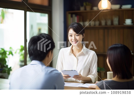 Female employee talking with a smile AI generated image AI image 108919838