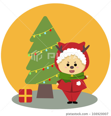 cartoon snowman with gift box 108920007