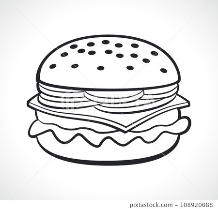 burger or hamburger drawing contour burger or hamburger drawing contour 108920088
