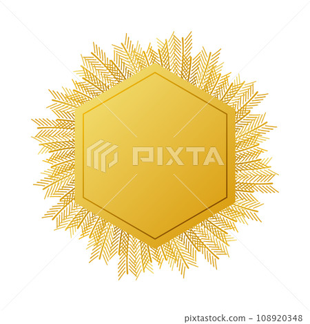 Hexagonal background frame illustration with golden decoration Hexagonal background frame illustration with golden decoration 108920348