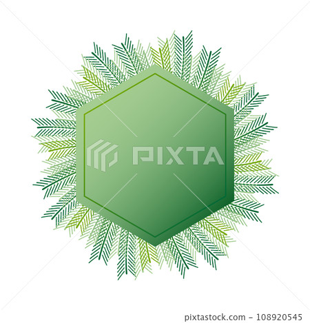 Hexagonal background frame illustration with green decoration Hexagonal background frame illustration with green decoration 108920545