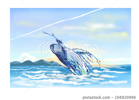Whale and contrail illustration 108920998