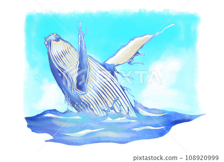 Landscape painting of blue sky and whale 108920999