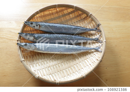 Pacific saury on a colander 108921386