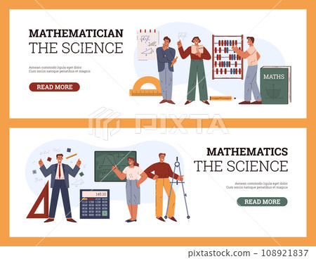 People make mathematical calculations, formulas, graph, Mathematics the science vector flyers template set 108921837