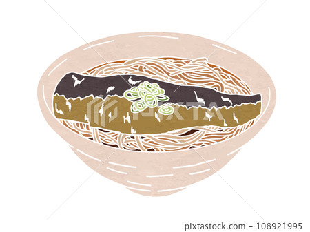 Illustration of herring soba (print style) 108921995